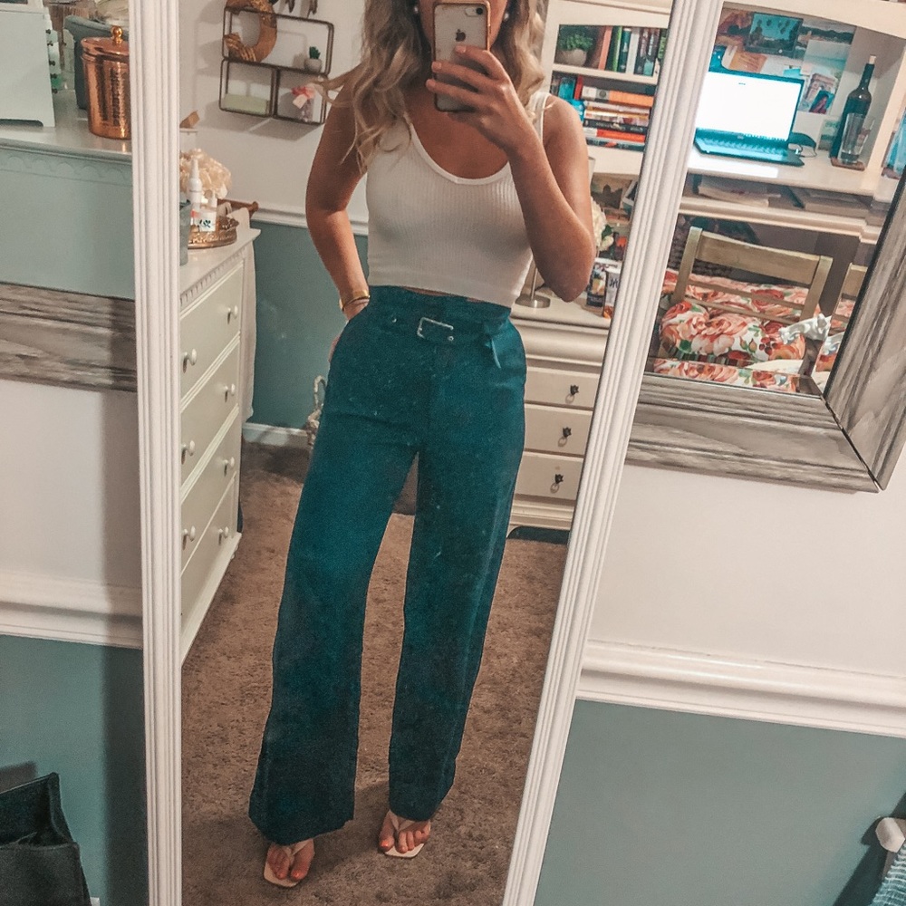 Navy blue high waisted trousers